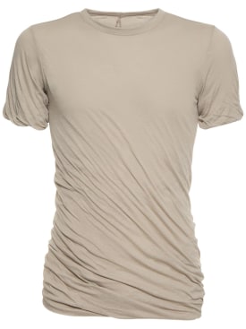 Rick Owens: T-shirt doublé à manches courtes - Perle - men_0 | Luisa Via Roma
