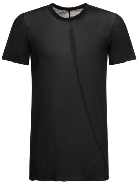 Rick Owens: Basic コットンTシャツ - ブラック - men_0 | Luisa Via Roma