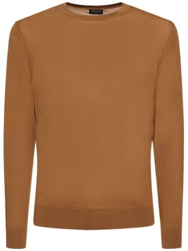 Zegna: High performance crewneck sweater - Brown - men_0 | Luisa Via Roma