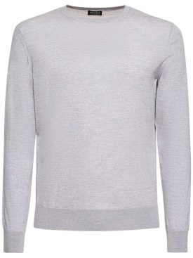 Zegna: High performance wool crewneck sweater - Grey - men_0 | Luisa Via Roma