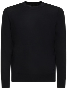 Brioni: Fine wool crewneck sweater - Black - men_0 | Luisa Via Roma