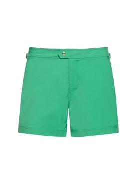 Tom Ford: Compact poplin swim shorts w/ piping - Green - men_0 | Luisa Via Roma