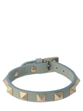 Valentino Garavani: Rockstud leather belt bracelet - Aqua - women_0 | Luisa Via Roma