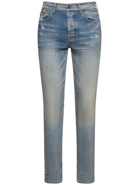 Amiri: 15cm Stack cotton denim jeans - Clay Indigo - men_0 | Luisa Via Roma