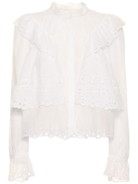 Marant Etoile: Kelmon ruffled cotton shirt - White - women_0 | Luisa Via Roma
