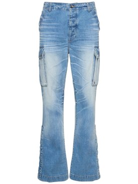 Amiri: M65 cargo kick flare cotton jeans - Blue - men_0 | Luisa Via Roma