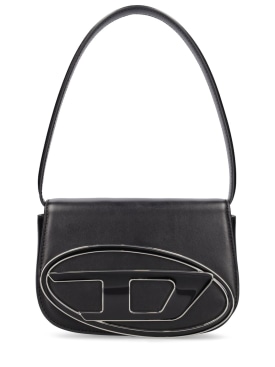 Diesel: 1DR leather shoulder bag - Siyah - men_0 | Luisa Via Roma