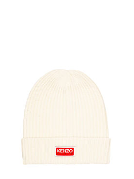 Kenzo Paris: Logo羊毛便帽 - 米白色 - women_0 | Luisa Via Roma