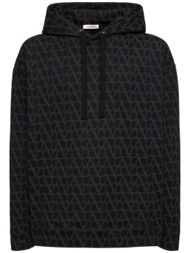 Valentino: Toile Iconographe hooded sweatshirt - Black - men_0 | Luisa Via Roma