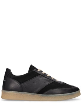 MM6 Maison Margiela: Leather low top sneakers - Black - men_0 | Luisa Via Roma