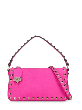 Valentino Garavani: Petit sac porté épaule en cuir Rockstud - Pink - women_0 | Luisa Via Roma