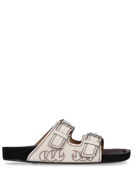 Isabel Marant: Lennyo leather flat sandals - White - women_0 | Luisa Via Roma