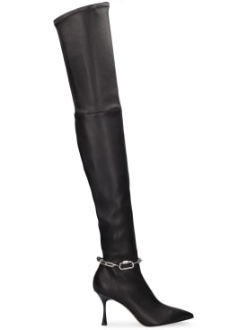 Studio Amelia: 90mm Razor leather boots - Black - women_0 | Luisa Via Roma