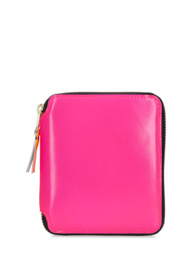 Comme des Garçons Wallet: Super Fluo leather wallet - Pink - men_0 | Luisa Via Roma