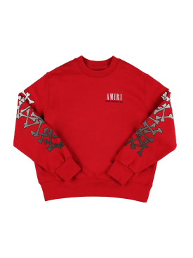 Amiri: Logo print cotton sweatshirt - Red - kids-girls_0 | Luisa Via Roma