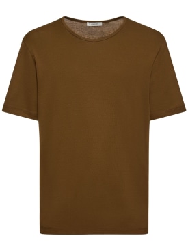 Lemaire: Cotton jersey t-shirt - Brown - men_0 | Luisa Via Roma