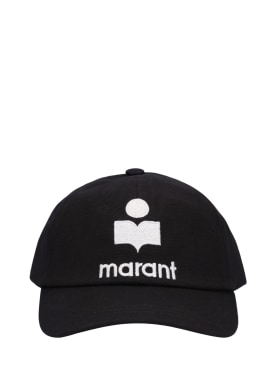 Marant: Logo刺绣棉质棒球帽 - 黑色/淡褐色 - men_0 | Luisa Via Roma