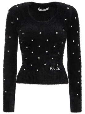 Philosophy Di Lorenzo Serafini: Embellished fuzzy sweater - Black - women_0 | Luisa Via Roma