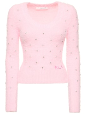 Philosophy Di Lorenzo Serafini: Embellished fuzzy sweater - Pink - women_0 | Luisa Via Roma