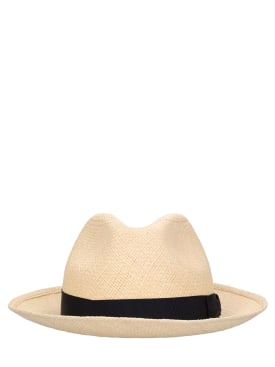 Borsalino: Federico 6cm brim straw Panama hat - Natural/Black - men_0 | Luisa Via Roma