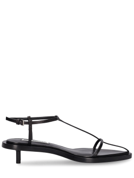 Jil Sander: 35mm T-bar leather sandals - Schwarz - women_0 | Luisa Via Roma