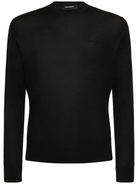 Dsquared2: Virgin wool sweater w/logo - Black - men_0 | Luisa Via Roma