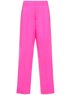 Giuseppe Di Morabito: Twisted light wool double wide pants - Hot Pink - women_0 | Luisa Via Roma