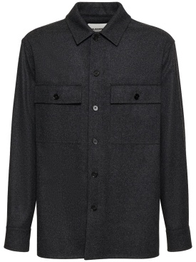 Jil Sander: Virgin wool flannel overshirt - Grey - men_0 | Luisa Via Roma