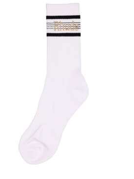 RHUDE: Logo stripe sport socks - White - men_0 | Luisa Via Roma