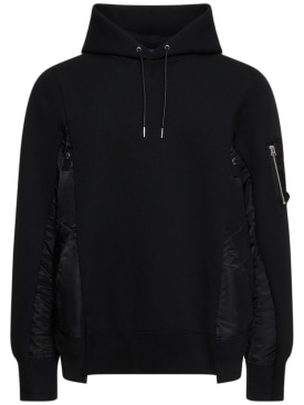 Sacai: Cotton blend hoodie - Black - men_0 | Luisa Via Roma