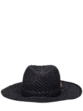 Valentino Garavani: V Logo Signature straw hat - Black - women_0 | Luisa Via Roma