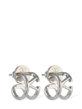 Valentino Garavani: Mini V logo signature earrings - Silver - men_0 | Luisa Via Roma