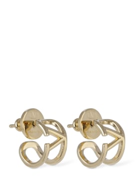 Valentino Garavani: Mini V logo signature earrings - Gold - men_0 | Luisa Via Roma