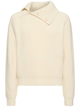 Jacquemus: La Maille Vega wool blend sweater - Off-White - men_0 | Luisa Via Roma