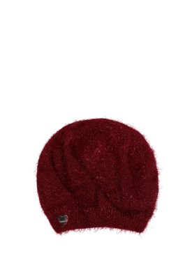 Monnalisa: Fuzzy knit lurex hat - Red - kids-girls_0 | Luisa Via Roma