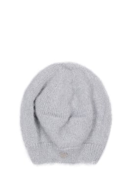 Monnalisa: Fuzzy knit lurex hat - Grey - kids-girls_0 | Luisa Via Roma