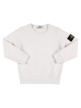 Stone Island: Logo cotton jersey sweatshirt - Weiß - kids-boys_0 | Luisa Via Roma