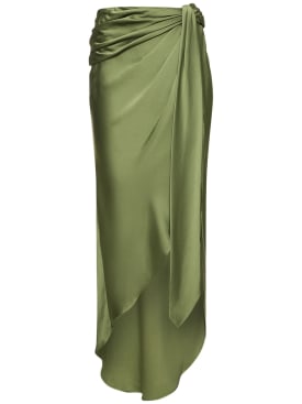 SIMKHAI: Elisabetta draped midi skirt - Olive Green - women_0 | Luisa Via Roma