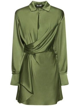 SIMKHAI: Robe courte en satin drapé Talit - Olive - women_0 | Luisa Via Roma