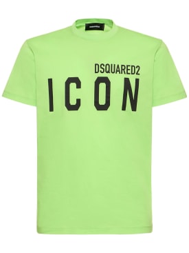 Dsquared2: Printed logo cotton t-shirt - Acid Green - men_0 | Luisa Via Roma