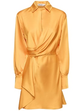 SIMKHAI: Talit draped satin mini dress - Yellow - women_0 | Luisa Via Roma