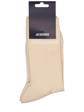 Jacquemus: Les Chaussettes cotton blend socks - Light Beige 2 - men_0 | Luisa Via Roma