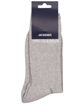 Jacquemus: Calcetines Les Chaussettes de algodón - Gris Medio - men_0 | Luisa Via Roma