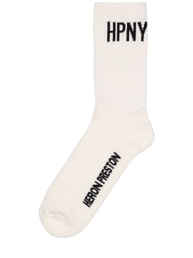 Heron Preston: HPNY cotton blend long socks - White/Black - men_0 | Luisa Via Roma