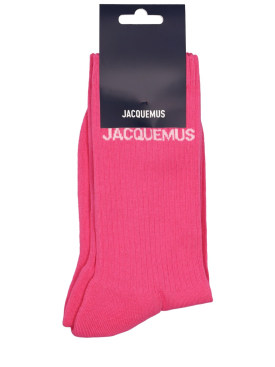 Jacquemus: Les Chaussettes 코튼 혼방 양말 - 다크 핑크 - men_0 | Luisa Via Roma