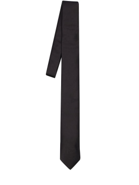 Dolce&Gabbana: Cravate en soie à logo - Noir - men_0 | Luisa Via Roma