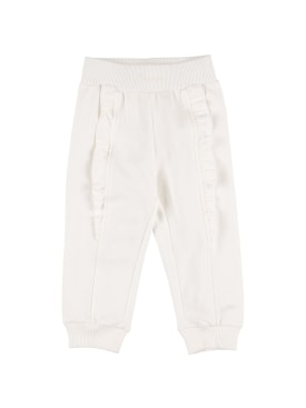Monnalisa: Pantalones deportivos de algodón - Blanco Opaco - kids-girls_0 | Luisa Via Roma
