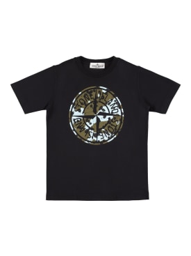 Stone Island: Cotton jersey t-shirt w/logo - Schwarz - kids-boys_0 | Luisa Via Roma