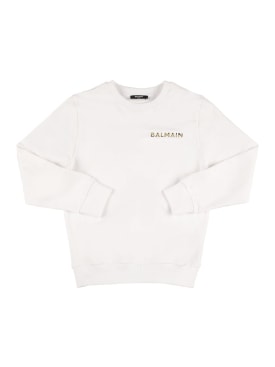 Balmain: Printed organic cotton sweatshirt - White - kids-boys_0 | Luisa Via Roma