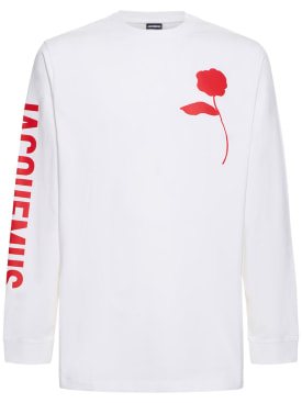 Jacquemus: Le Tshirt Ciceri printed cotton t-shirt - Red Solid Rose - men_0 | Luisa Via Roma